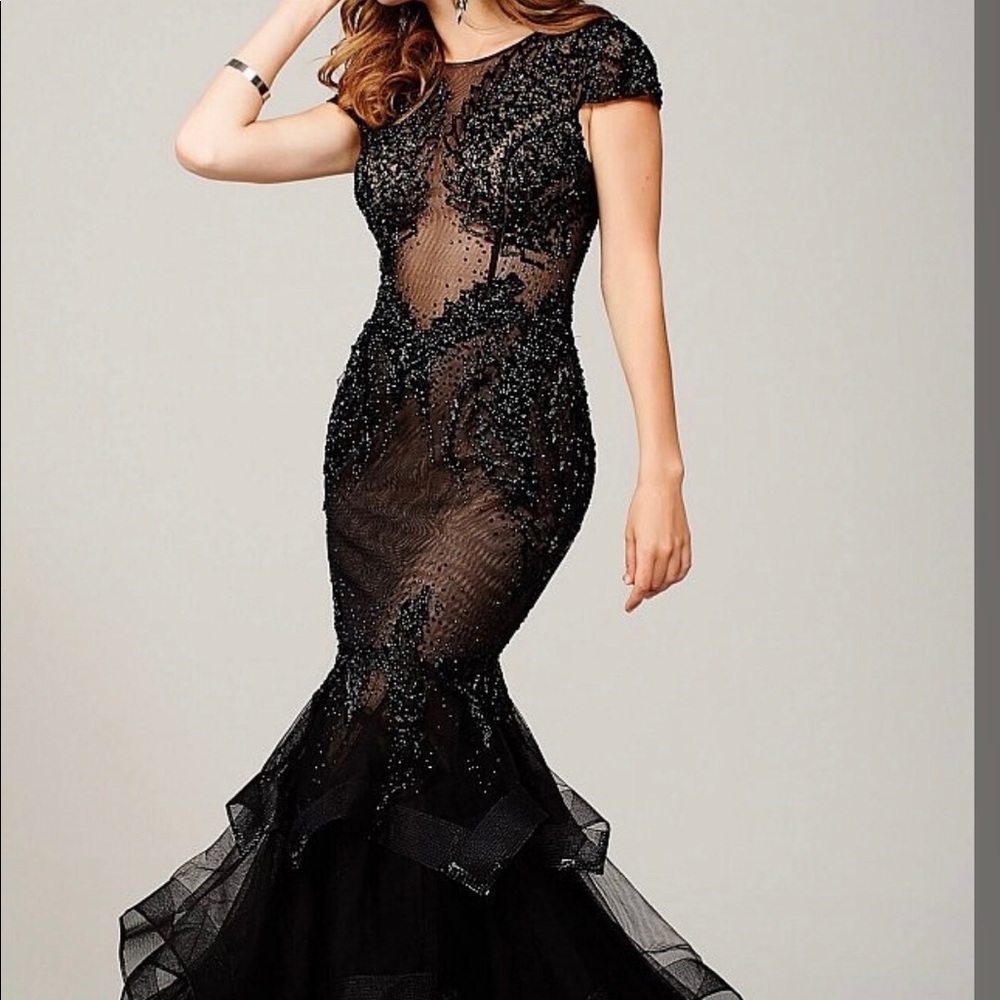 Jovani Elegant Black Sequin Prom Gown - Picture 4 of 5